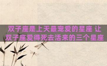 双子座是上天最宠爱的星座 让双子座爱得死去活来的三个星座